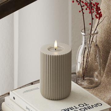 Deluxe Homeart Solid Stripe LED Blokklys Ø 8 X 12,5 Cm Sand LED Form 4