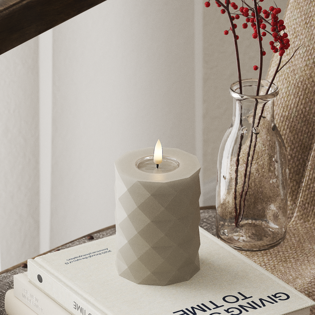 Deluxe Homeart Square LED Blokklys Ø 7,5 x 10 cm Sand LED Square 4