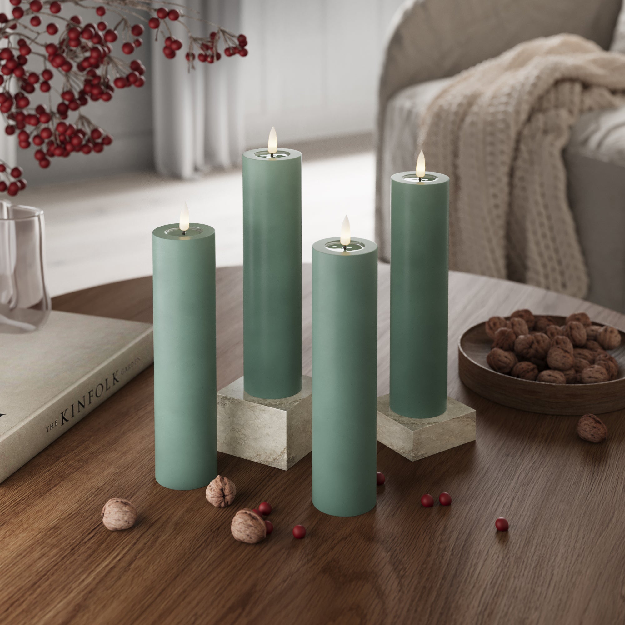 Φώτα μπλοκ LED Ø 5 x 20 cm Πράσινο του νεφρίτη - 4 τεμ.