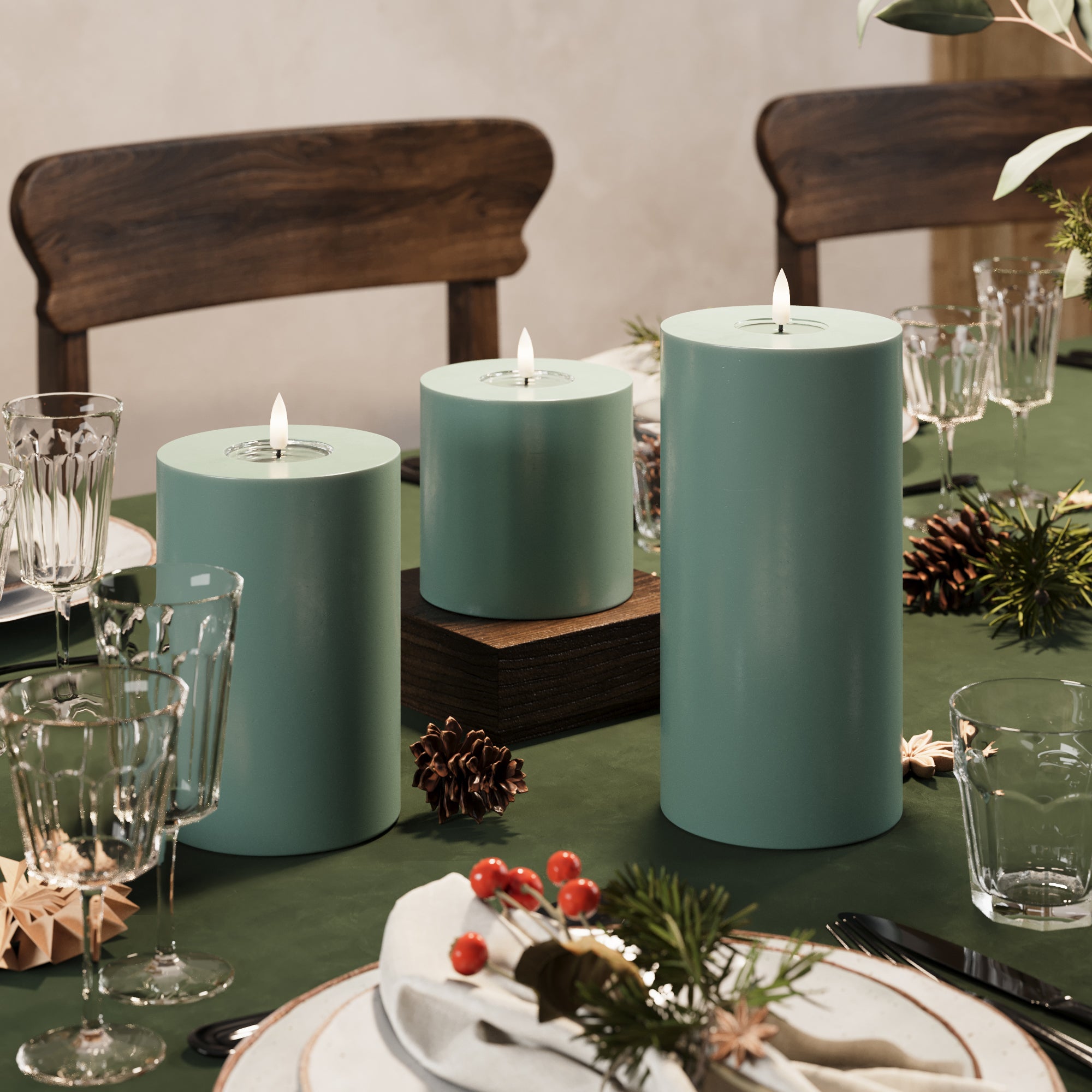 Φώτα μπλοκ LED Ø 10 x 10 cm Πράσινο του νεφρίτη - 4 τεμ.