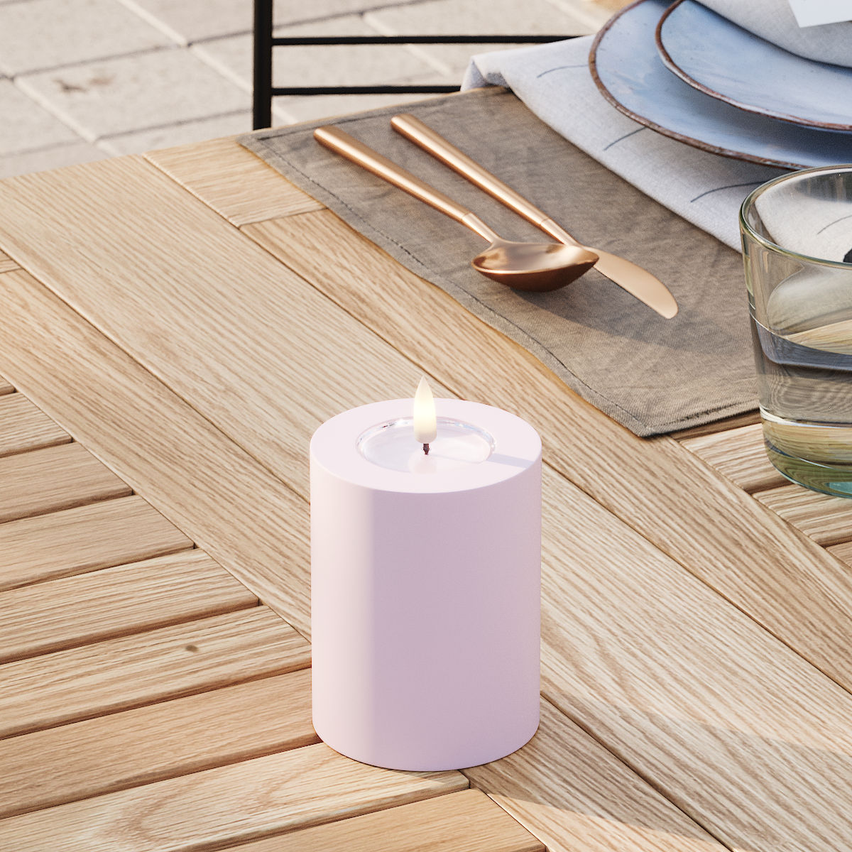 Deluxe Homeart Bloc de iluminat LED de exterior Ø 7,5 x 10 cm Roșu prăfuit Bloc de lumină cu LED pentru exterior 3