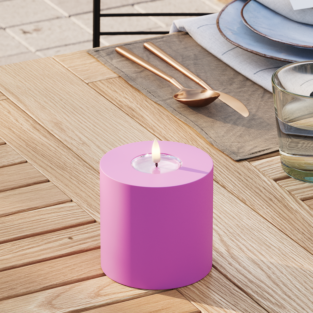 Deluxe Homeart Venkovní LED blokové světlo Ø 10 x 10 cm Magenta LED venkovní světelné blokové světlo 3