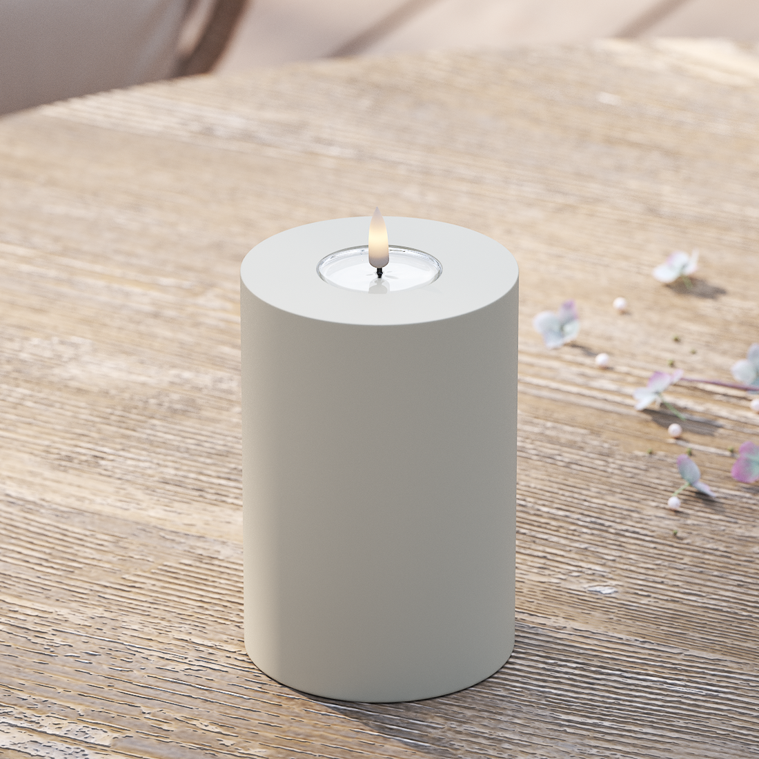 Deluxe Homeart Udendørs LED Bloklys Ø 10 x 15 cm Sand LED udendørslys bloklys 2