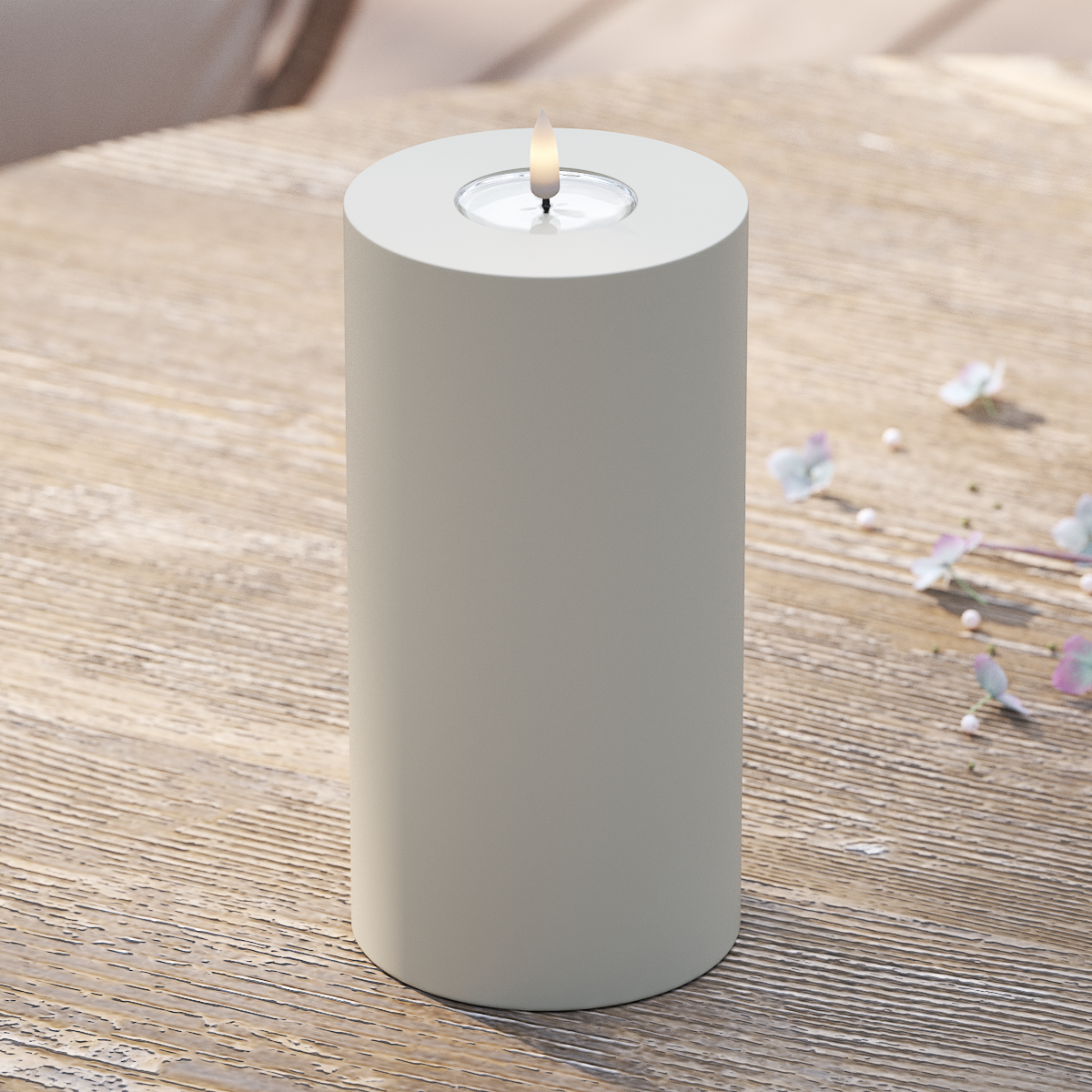 Deluxe Homeart Utendørs LED Blokklys Ø 10 x 20 cm Sand LED utendørs lysblokklys 2