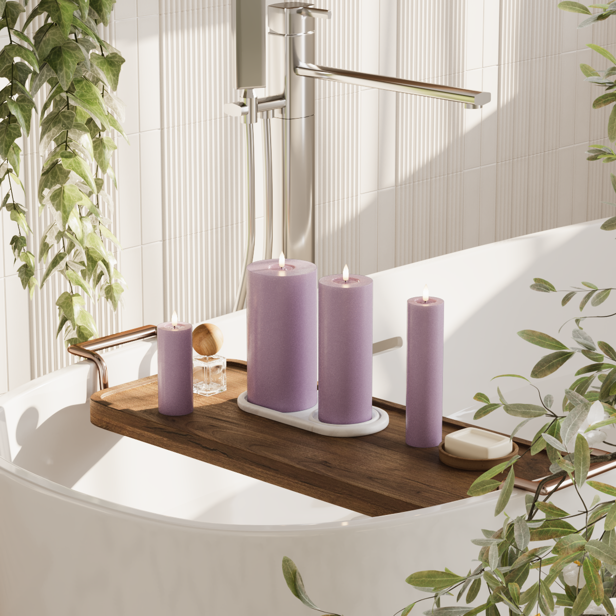 Deluxe Homeart LEDs Vela pilar pacote - Roxo claro - 5 x 12,5 + 20 | 7,5x20 | Pacote 10 x 20 cm 2