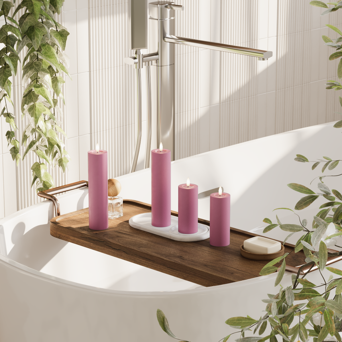 Deluxe Homeart Pachet bloc de lumină cu LED - Magenta - 2x 5 x 12,5 cm | 2x 5 x 20 pachet 2