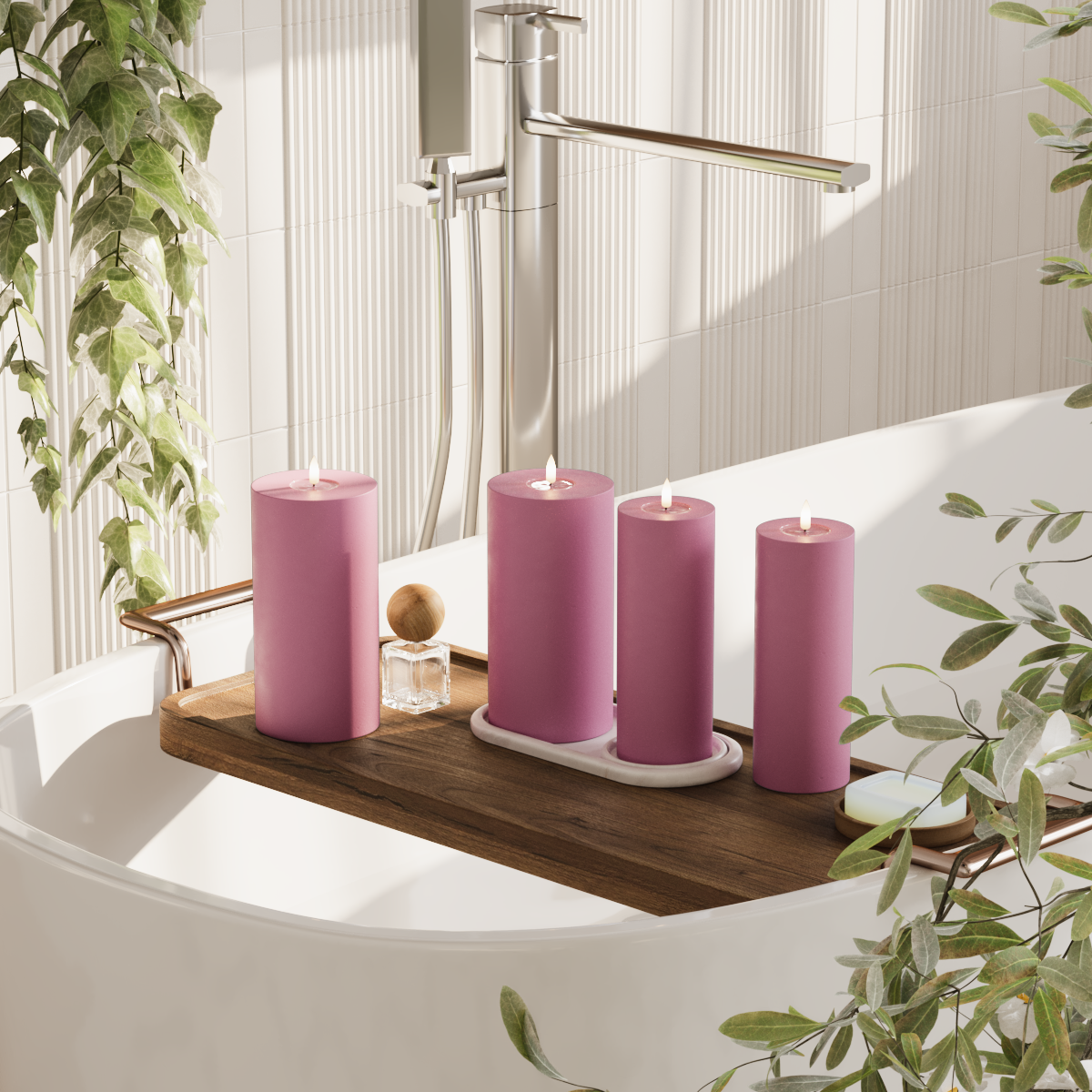 Deluxe Homeart LED plokkvalgusti pakett - Purpurpunane - 2x 7,5 x 20 | 2x 10x20 cm pakend 2