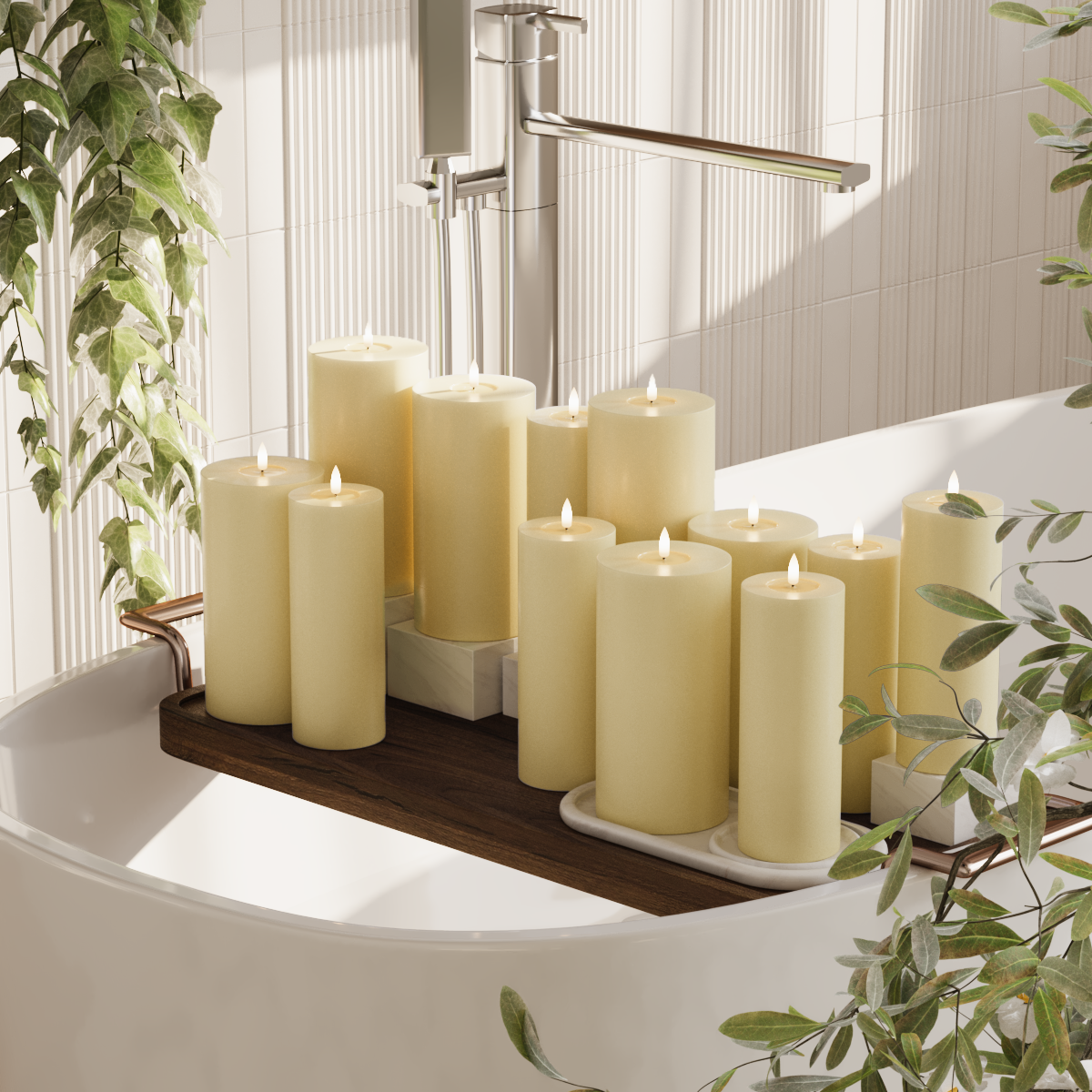 Deluxe Homeart Συσκευασία φωτός μπλοκ LED - Ανοιχτό κίτρινο - 6 x 7,5 x 20 | 6x 10 x 20 cm συσκευασία 2