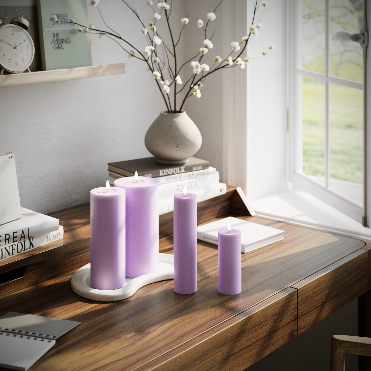 Deluxe Homeart LEDs Vela pilar pacote - Lavanda - 5 x 12,5 + 20 | 7,5x20 | Pacote 10 x 20 cm 1