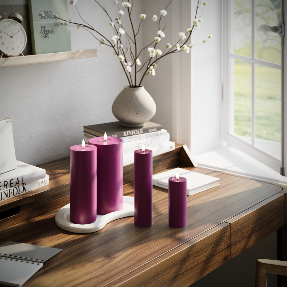 Deluxe Homeart LED Blockljus paket - Violet - 5 x 12,5 + 20 | 7,5 x 20 | 10 x 20 cm förpackning 1