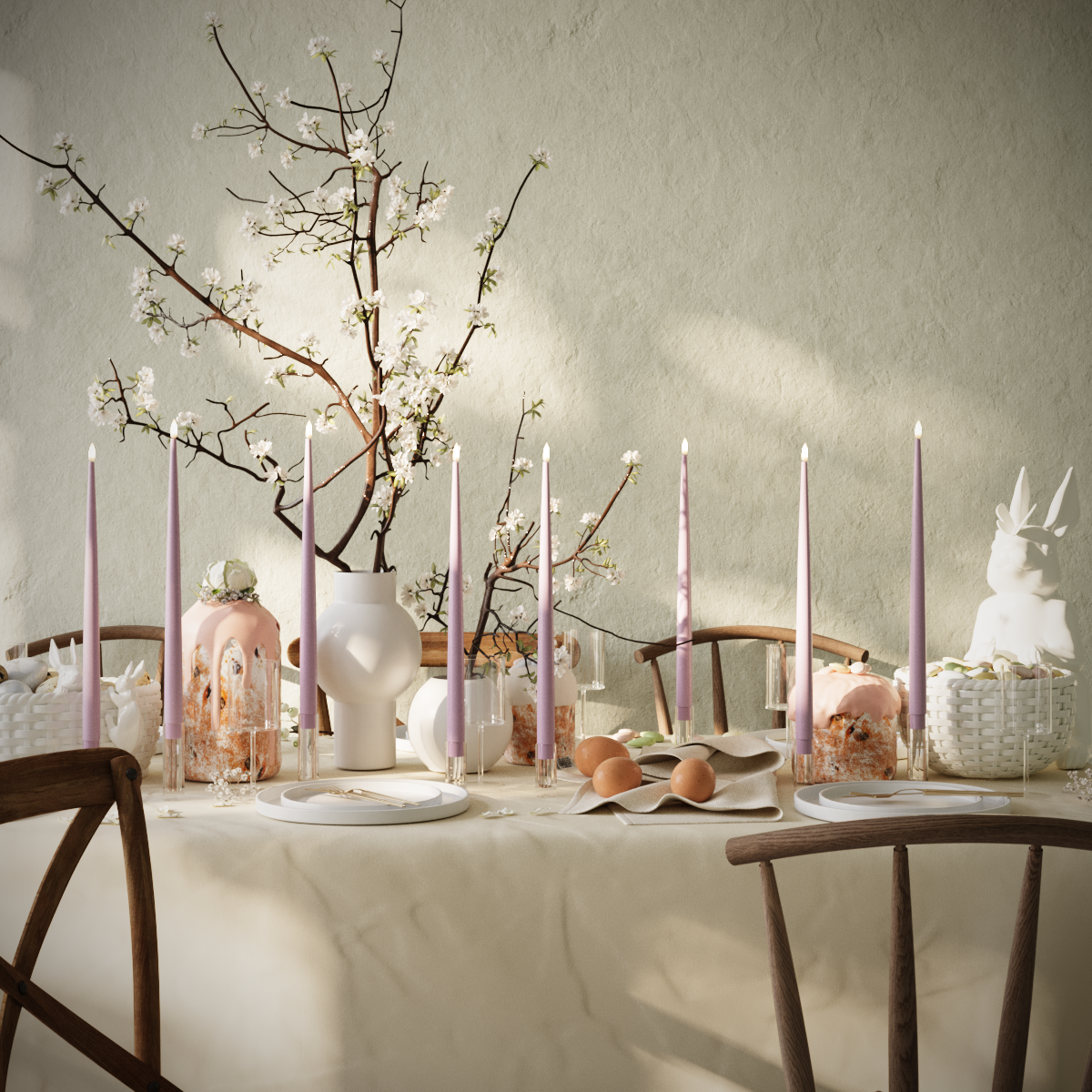 Deluxe Homeart LED Stearinlys pakke - Lys lilla - 8 stk 38 cm lys pakke 1