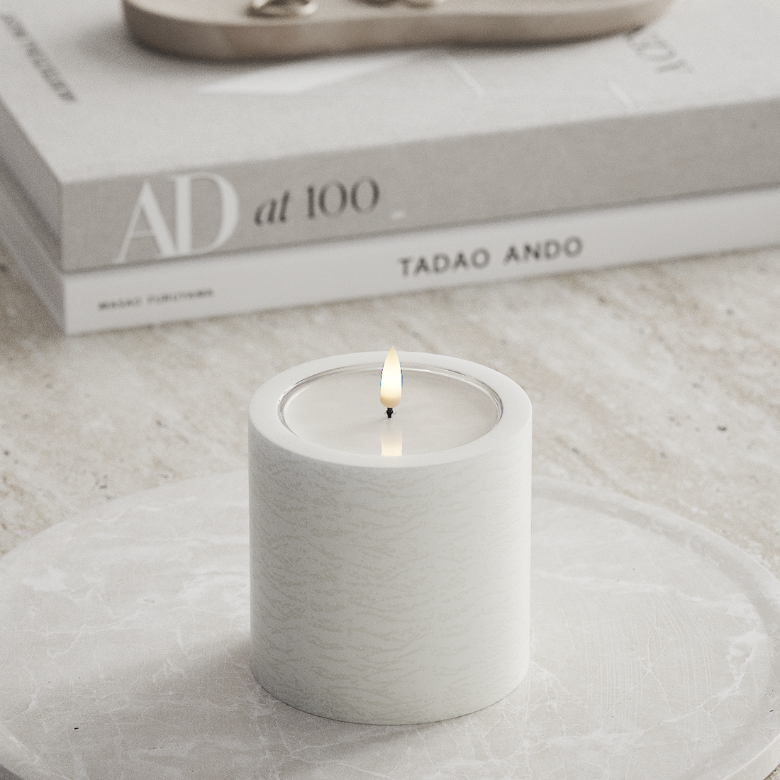 Deluxe Homeart Unique LED Bloklys D 10 x 10 cm Hvid unique bloklys 3