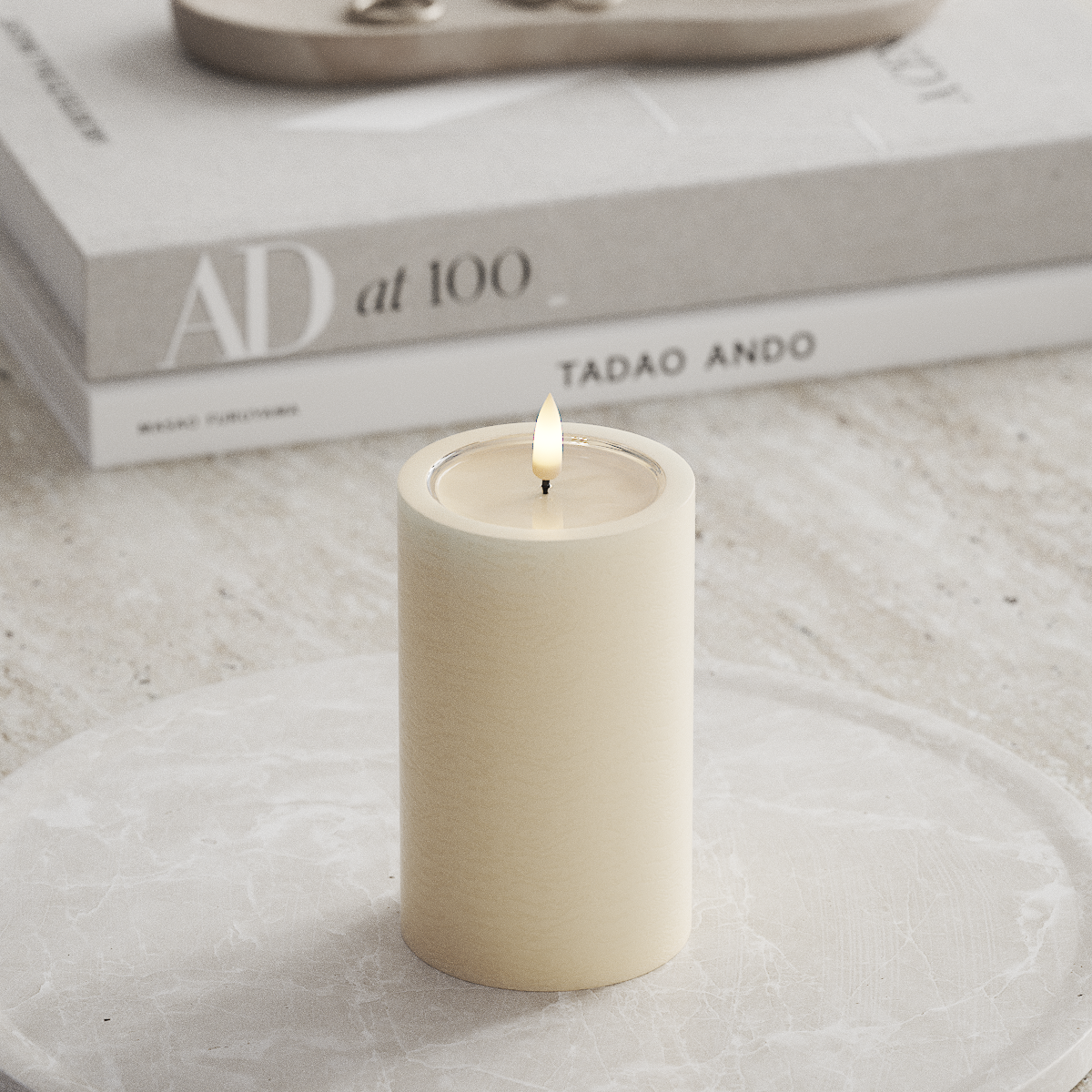 Deluxe Homeart Unique LED Blockljus D 7,5 x 12,5 cm Kräm unique Blockljus 1