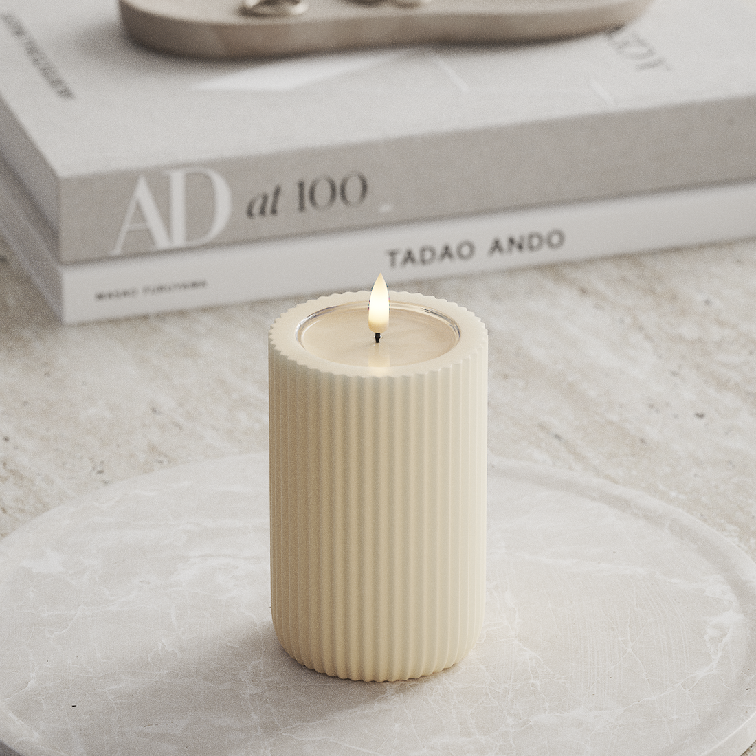 Deluxe Homeart Unique LED Rilleljus D 8 x 12,5 cm Kräm unique Rilleljus 3