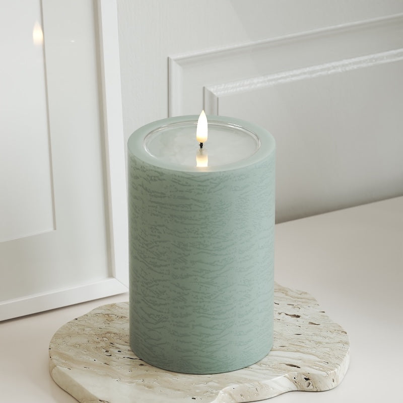 Unique Candles Unique LEDs Vela pilar D 10 x 15 cm Verde sálvia
