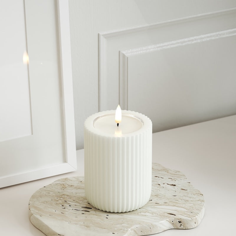 Unique Candles Unique LED Rilleljus D 8 x 10 cm Vit