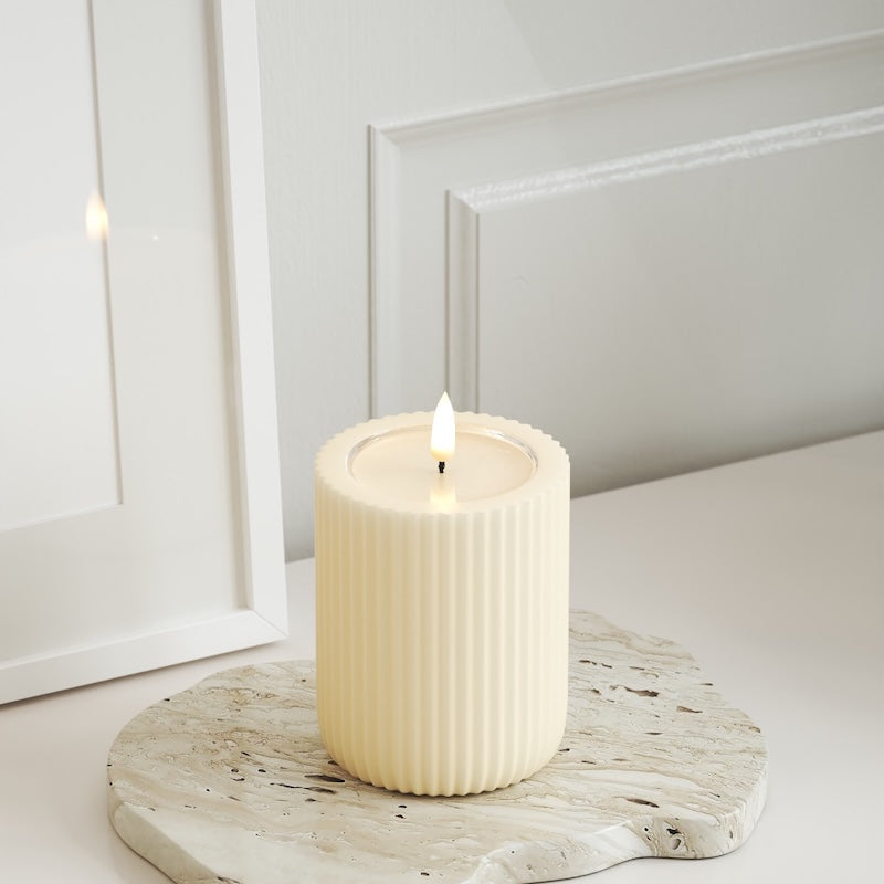 Unique Candles Unique LED Rilleljus D 8 x 10 cm Kräm